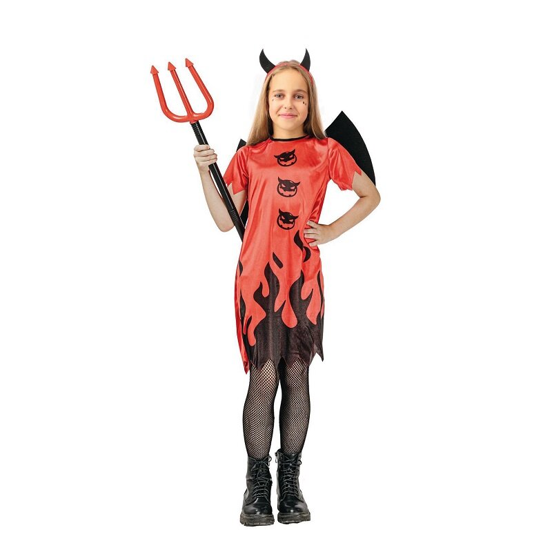 Red Devilgirl Maskeraddräkt Barn 10-12 år (135-152 cm)