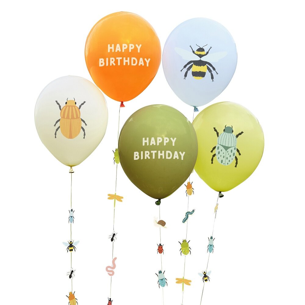 Bug Party - Ballonger med ballongsvans 5-pack