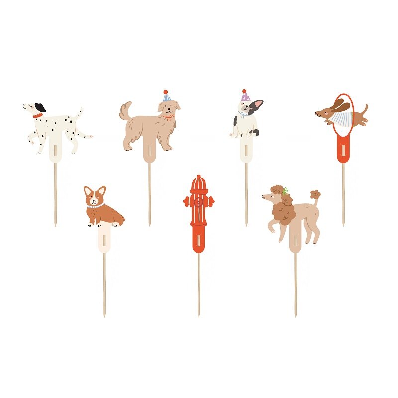 Caketoppers - Söta hundar 7-pack